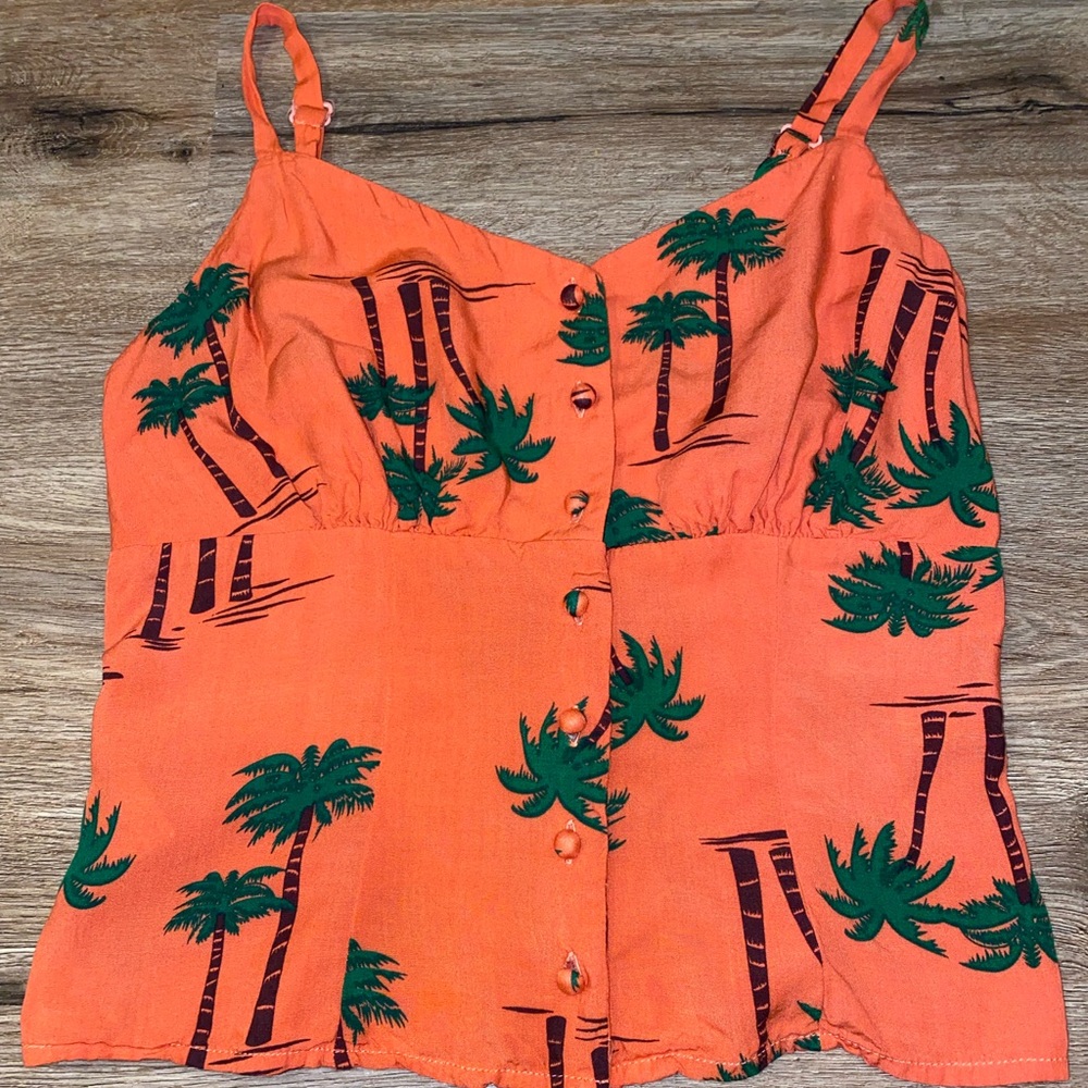 Collectif Orange & Palm 🌴 Beach Print Top